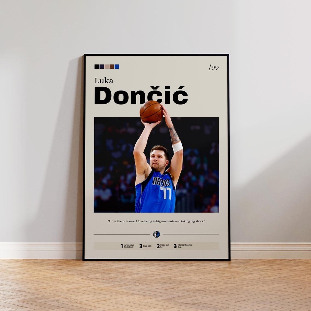 Luka Doncic Basketball Poster, NBA Star Art Print, Sports Wall Décor